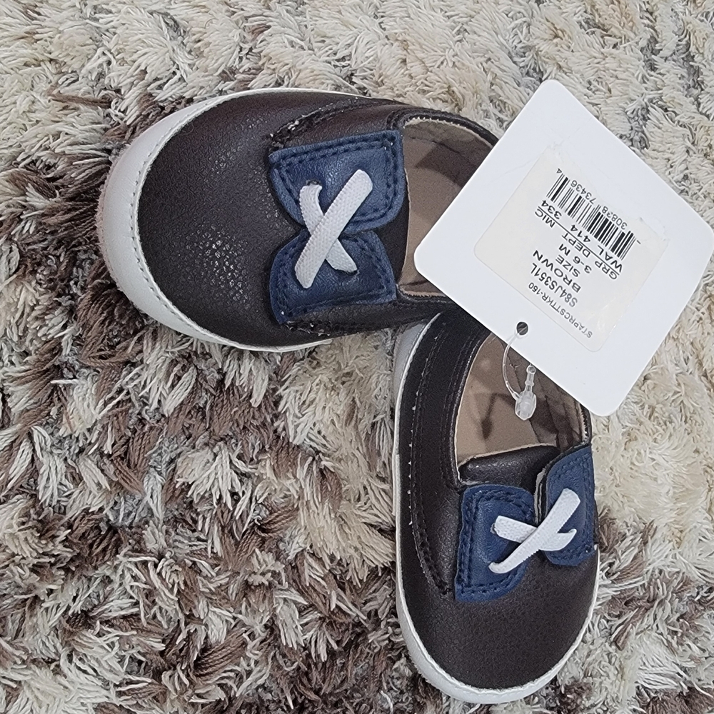 Starting Out Brown and Blue Baby Shoes